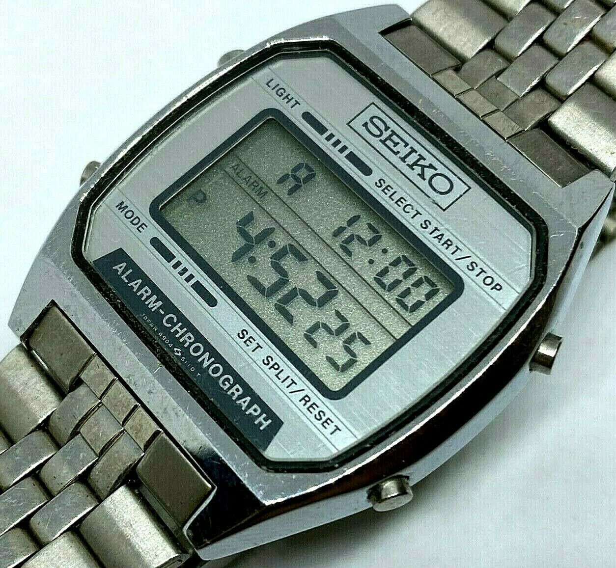 Vintage Seiko A904-5199 Men Silver Digital Quartz Chrono Watch Hours~New  Battery | WatchCharts