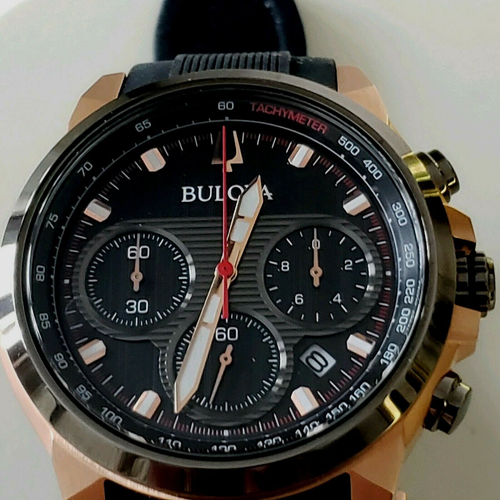 NWTS BULOVA MEN S CHRONOGRAPH MODEL 98B311 ROSE GOLD 43MM