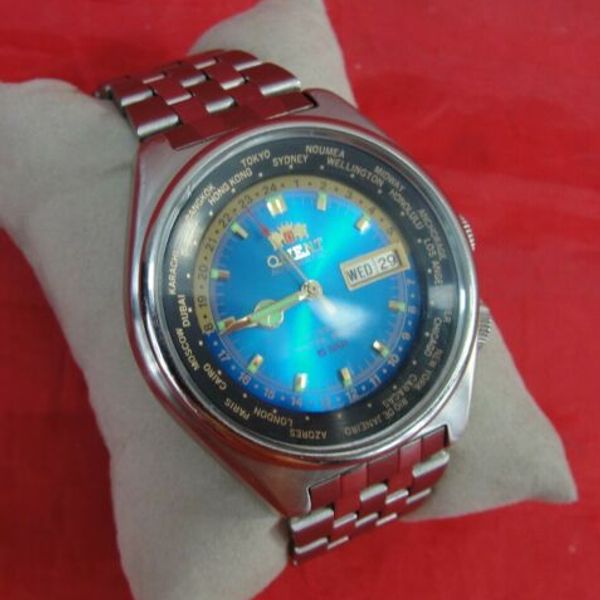 ORIENT 469EE6-71 AUTOMATIC 21-JEWELS WORLD TIMER WATCH 5 BAR
