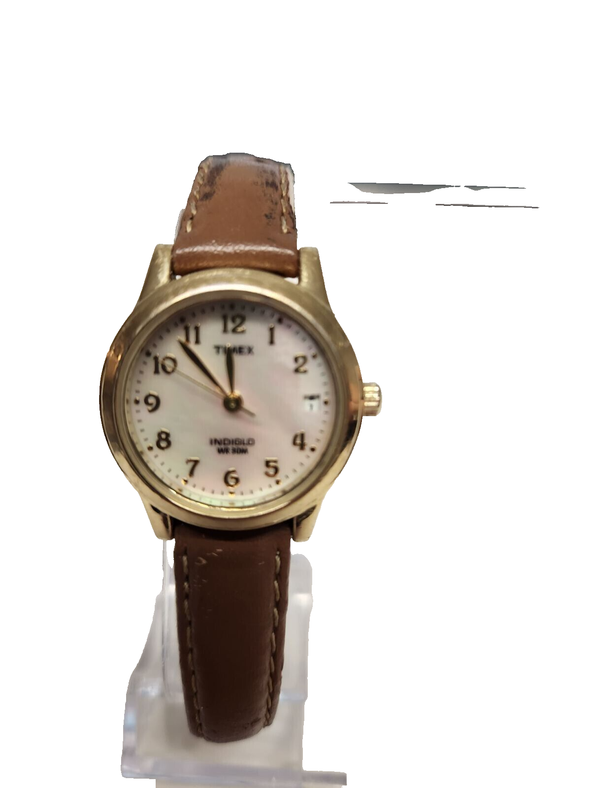 Timex Women's T2J761 Indiglo Leather Strap Watch, Honey Brown/Gold-Tone ...