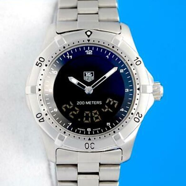 Men's Tag Heuer 2000 SS Steel MULTIGRAPH Digital Chronograph watch ...