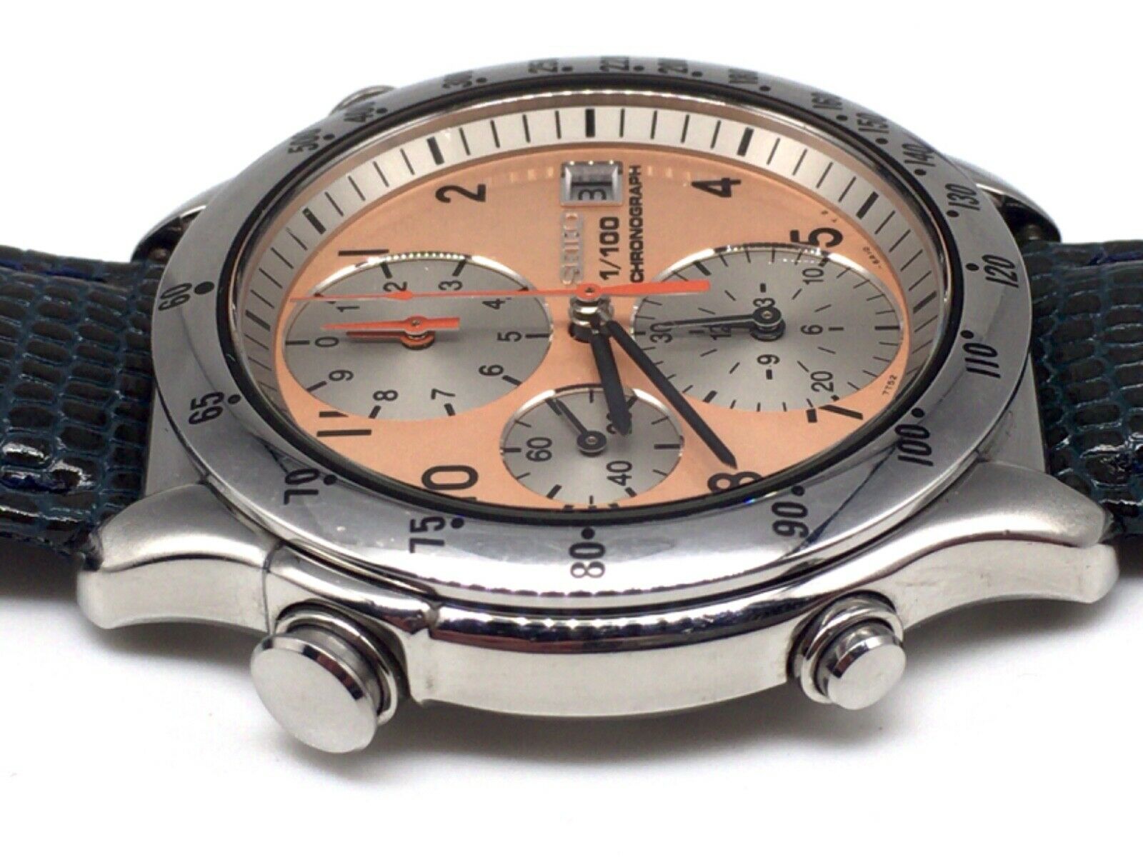 Rare Vintage SEIKO 1/100 Chronograph Speedmaster 7T52-6A10 Quartz