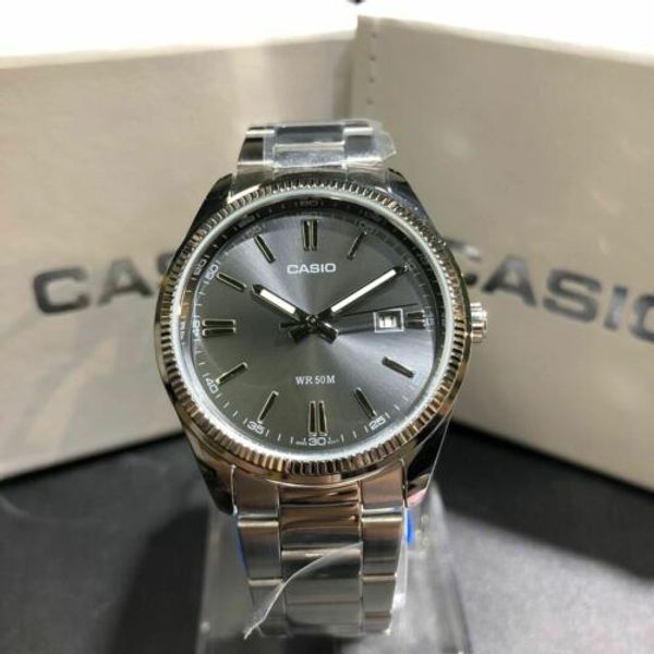 Casio MTP-1302D-1A1 New Original Men Analog Silver Stainless Steel Watch