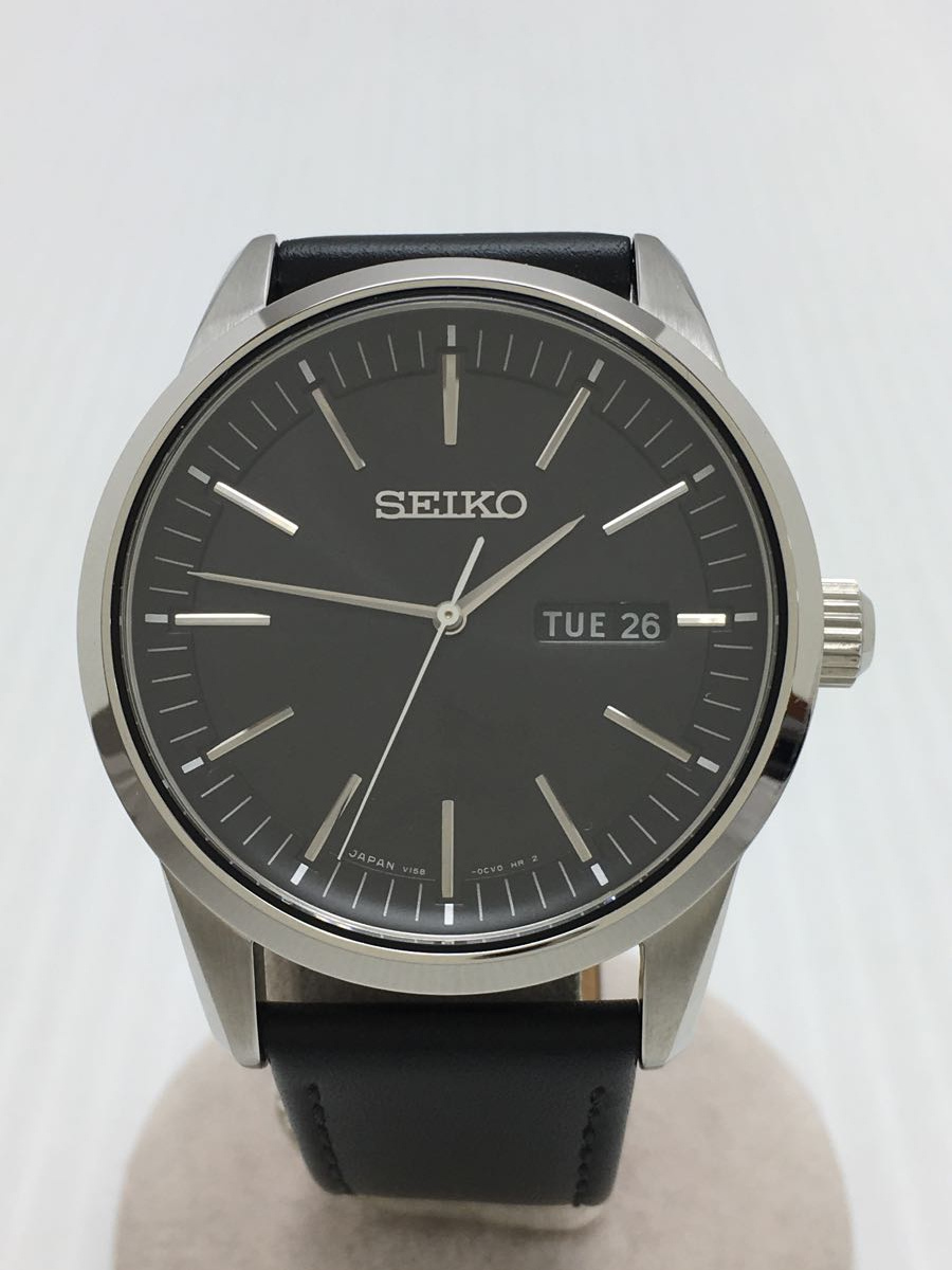 Used] SEIKO ◇ Spirit / V158-0AM0 / Solar / Analog / Leather / BLK