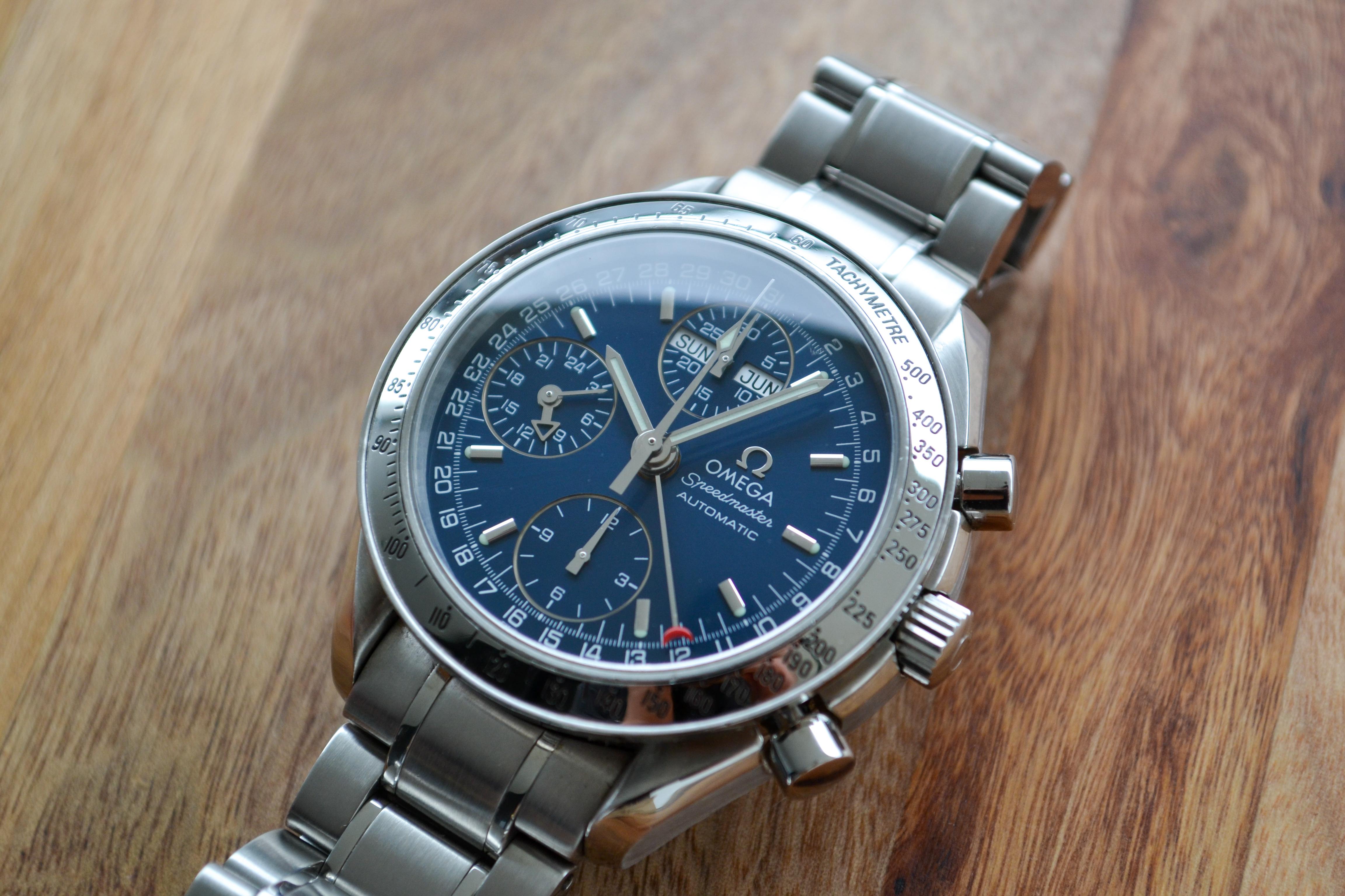 WTS Omega Speedmaster Triple Date Navy Blue ref. 3523.80 Full Set Excellent Condition WatchCharts Marketplace