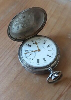 VINTAGE 0.900 SILVER LONGINES HUNTER CASE SWISS POCKET WATCH FROM