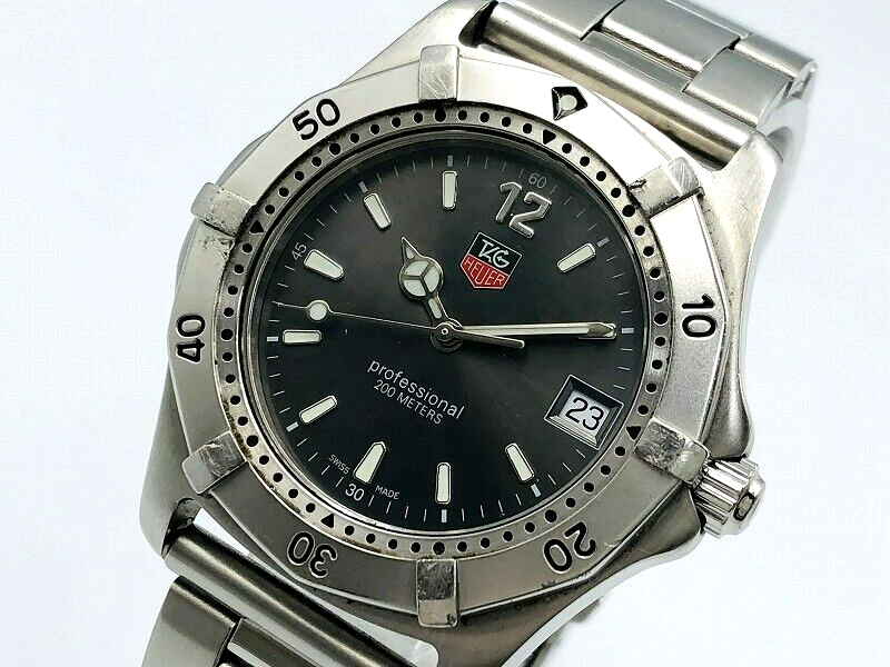 TAG HEUER Men's 2000 WK1115-0 Quartz Watch St.Steel Date Dark Gray