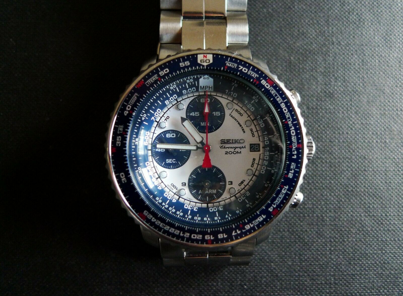 Seiko Flightmaster SNA413 Blue Panda Chronograph 7T62-0EB0 Great