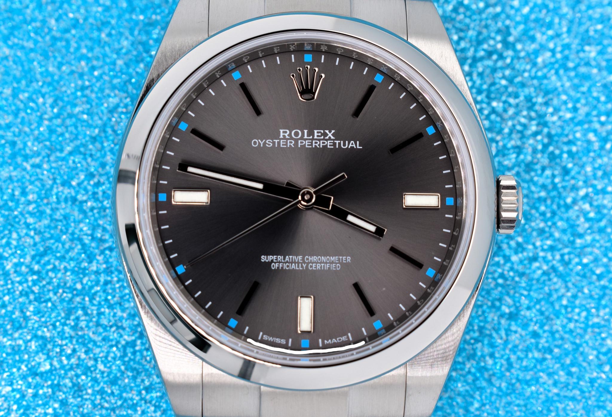 Rolex oyster perpetual on sale rhodium