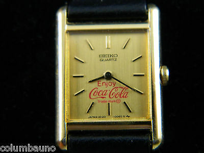 SEIKO SQUARE PETITE SLIM FACE COCACOLA WOMEN S WATCH GOLD TONE