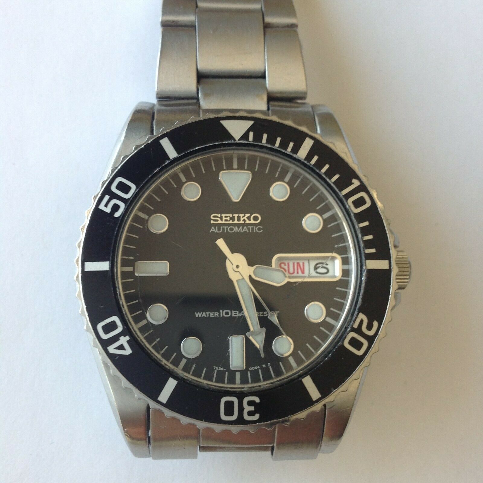 Seiko SKX023 7S26-0050 automatic diver watch, black dial, steel