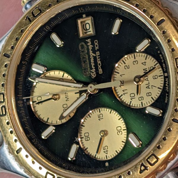Montre Homme Seiko 7T32-6G20 Vintage - À Quartz - Incomplète, à Réparer Ou Pour Pièces
