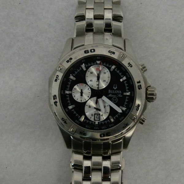 Men's Bulova Marne Star Chronograph Wristwatch Stainless Steel C899197 ...