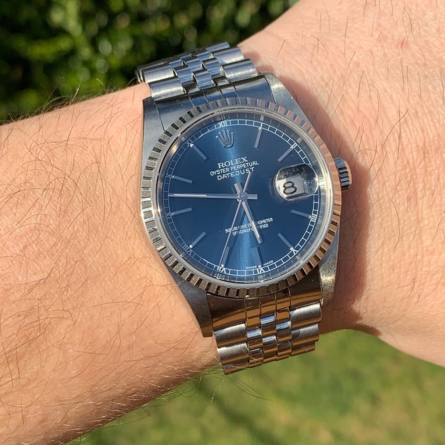 Rolex datejust best sale 16220 blue dial