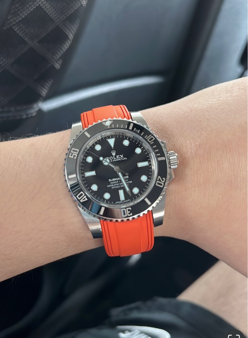 Rolex submariner orange rubber strap sale