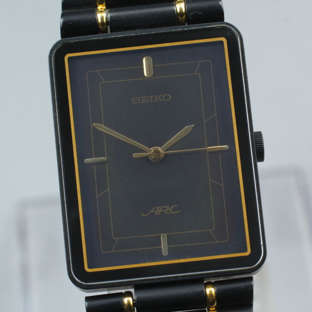 Vintage 1985 [Near MINT] SEIKO ARC 1221-5760 Black Two Tone Tank