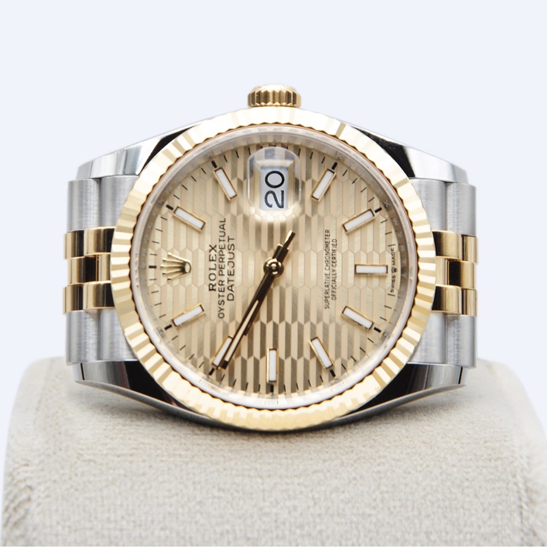 Brand New 11 23 Rolex Datejust Champagne Fluted Motif Jubilee Half