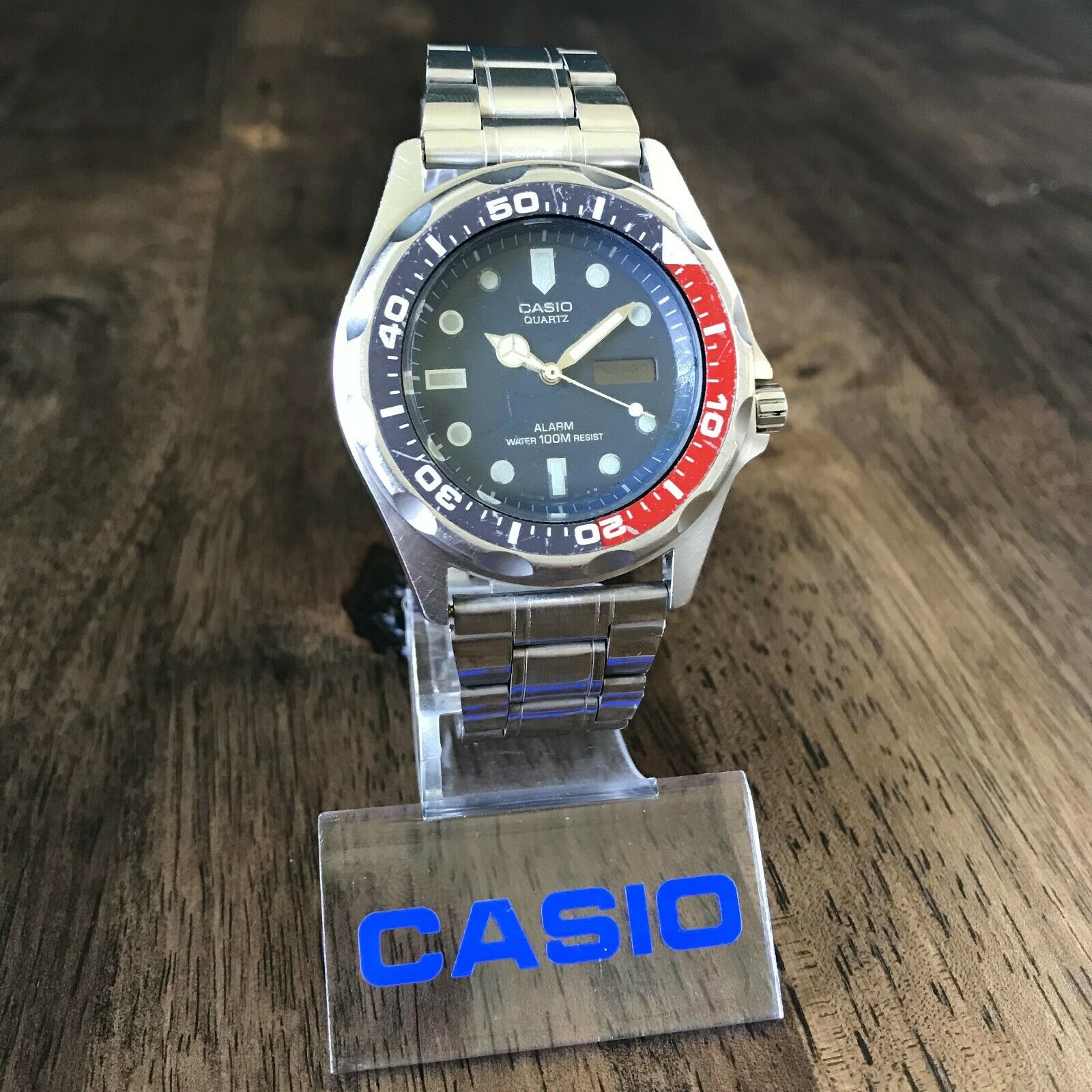 Vintage 1987 Casio MMA-200W Submariner Diver Watch w/ Pepsi Bezel