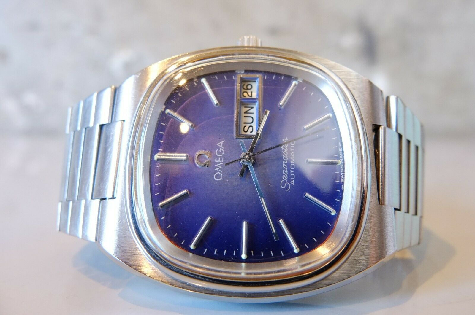 with Flaws] 1970's Vintage OMEGA Seamaster TV Screen 35mm Purple