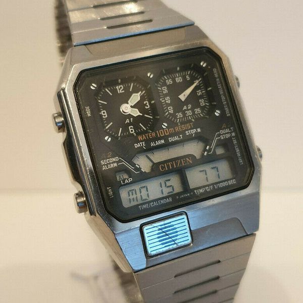 SUPERB 1985 8984 CITIZEN ANA DIGI TEMP VINTAGE ROBOT FACE