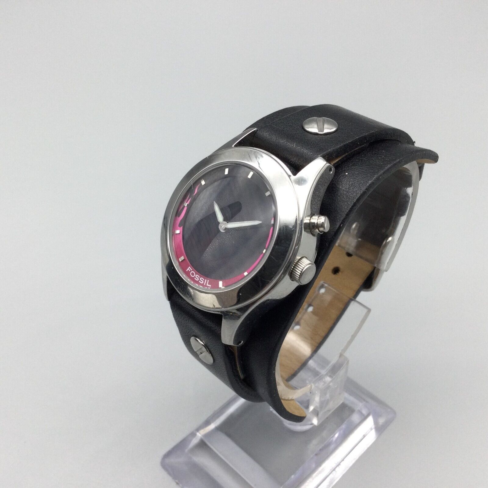 時計 FOSSIL BIG TIC analog watch pink FOSSIL Big Tic Watch, Pink Face Steel Strap, JR-7877 Rare