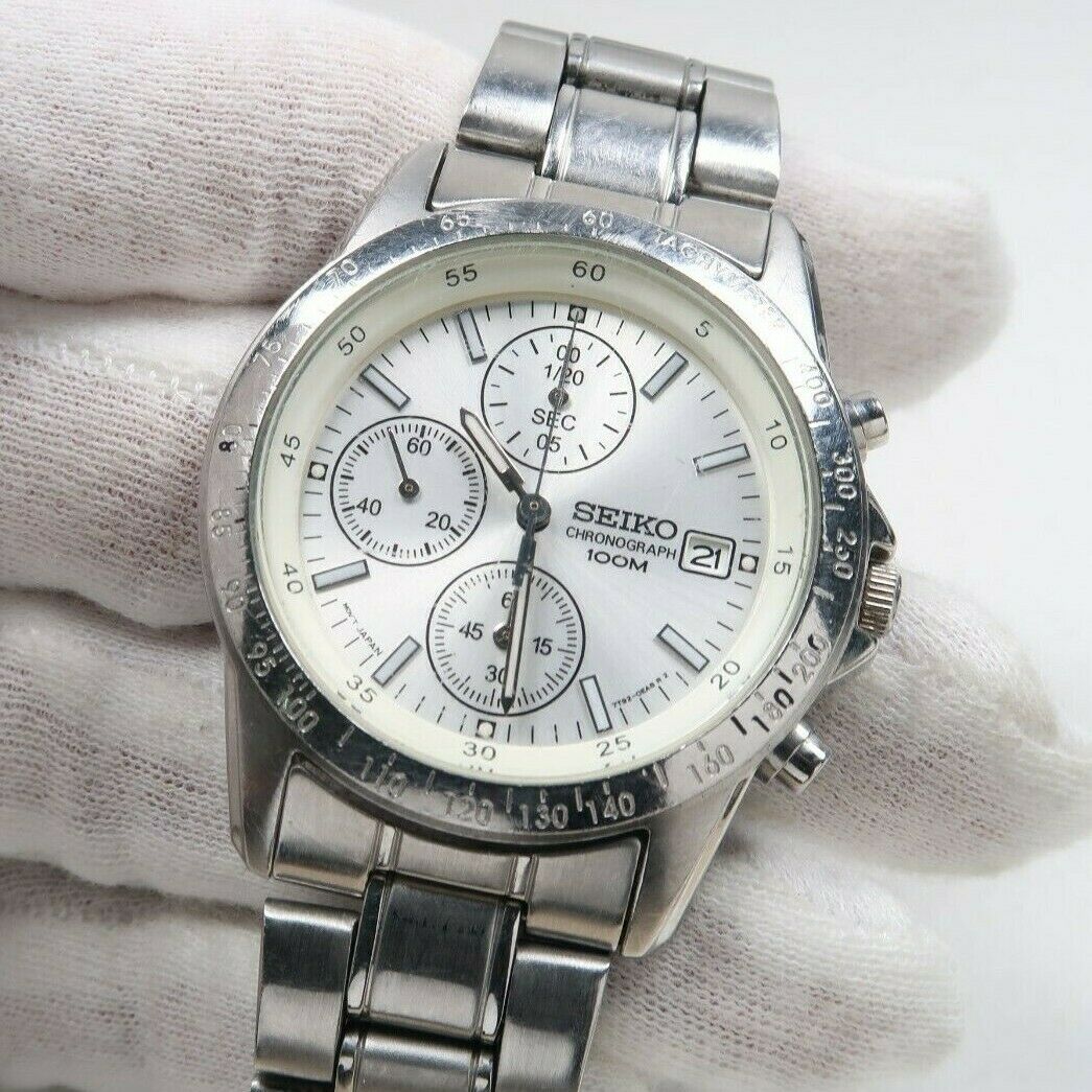 SEIKO 7T92 0DW0 QUARTZ CHRONOGRAPH 100M Mens Watch Japan