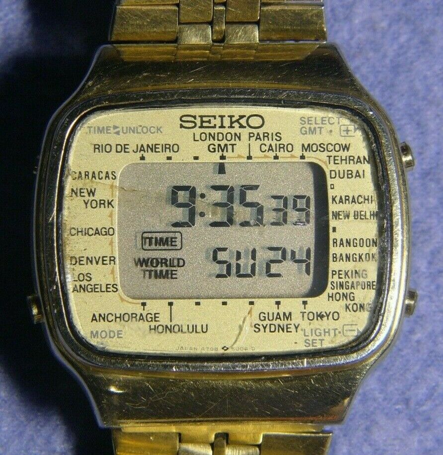 Vintage Seiko A708-5000 World Time LCD Digital Watch | WatchCharts