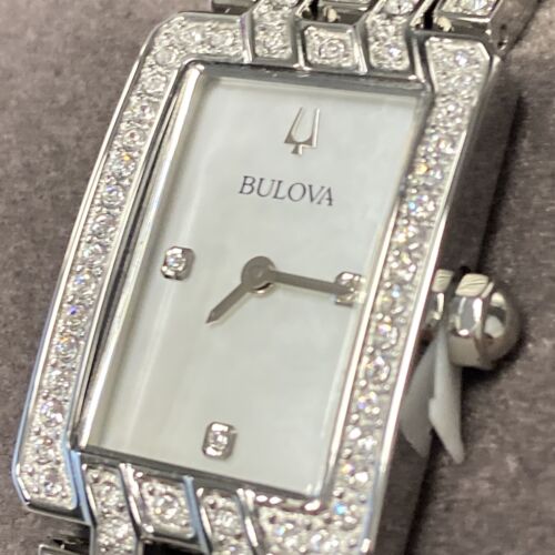 Bulova 96L304 White Mother-of-Pearl Dial Diamond Stainless 
