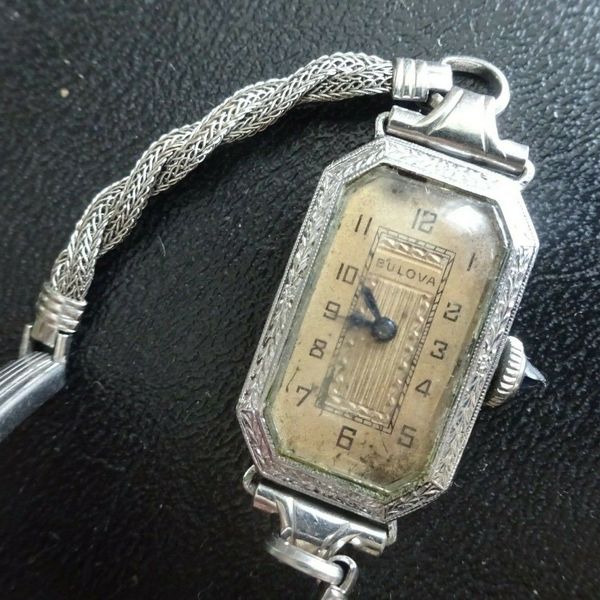 Antique Ladies Bulova Watch 6F Blue Sapphire Crown, 15 jewels, Pat ...