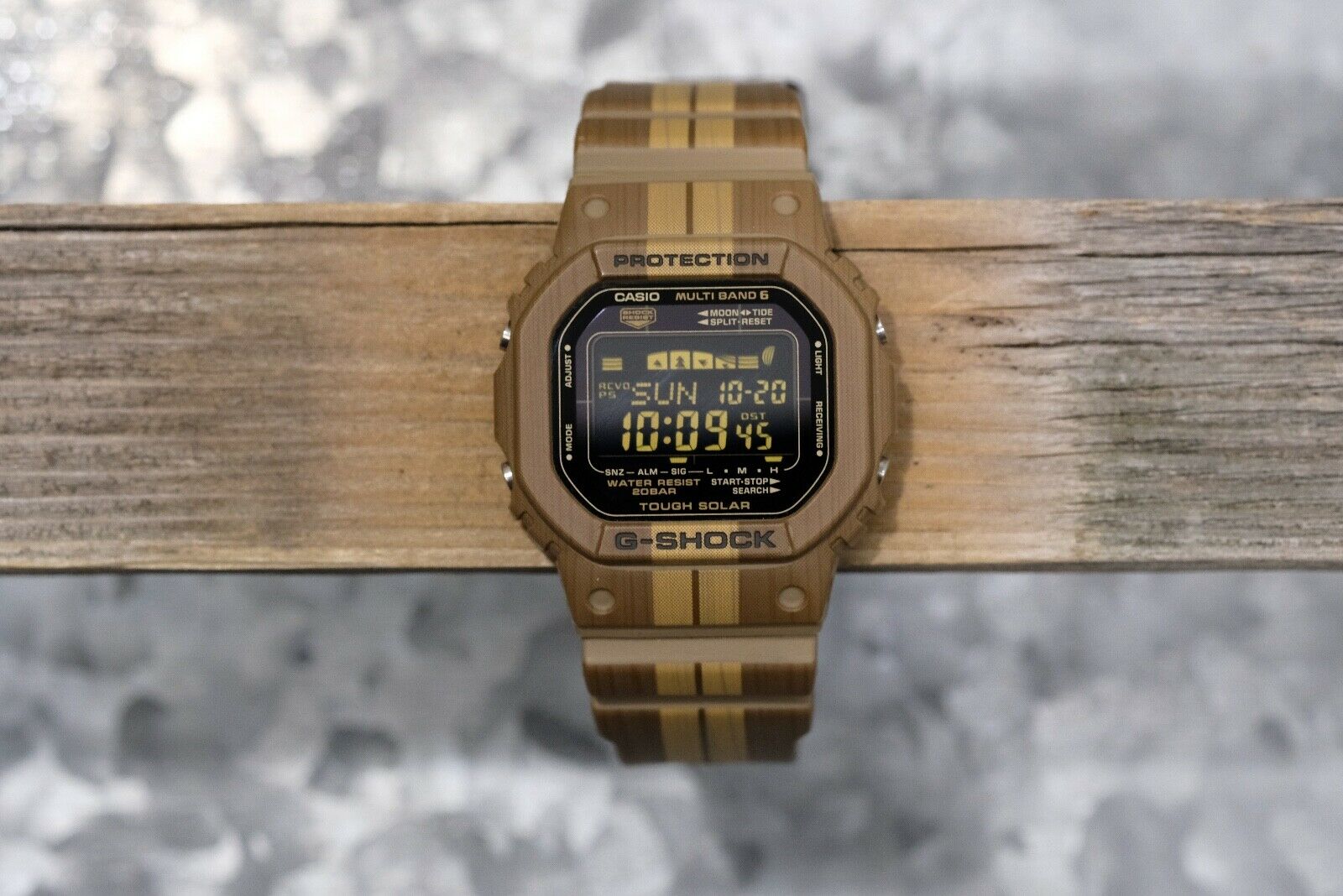 Casio G-Shock GWX-5600WB-5 Solar Atomic Wood Grain Mens Watch