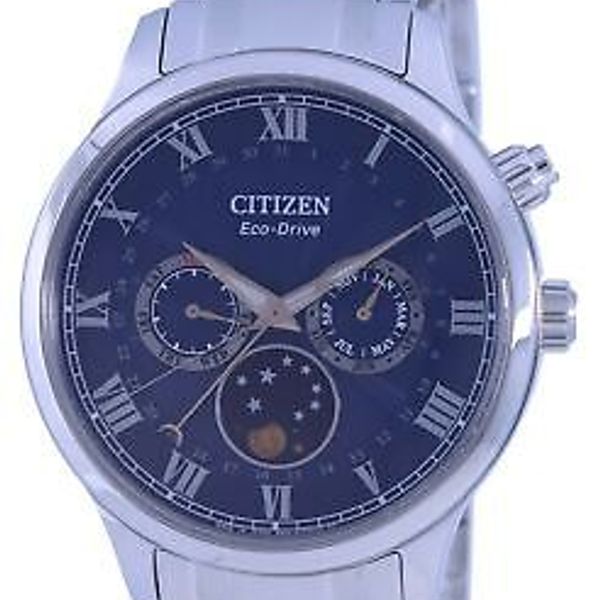 Citizen Moon Phase Blue Dial Stainless Steel Eco-Drive AP1050-81L Men's ...