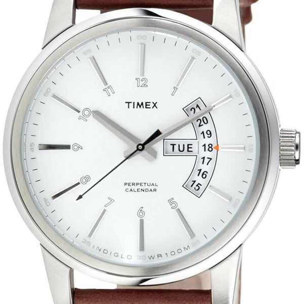 Timex Timex Perpetual Calendar T2K621 BROWN LEATHER 100M INDIGLO SILVER