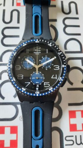 Swatch Kaicco SUSB406 Chrono 40mm Silicone Black N Blue