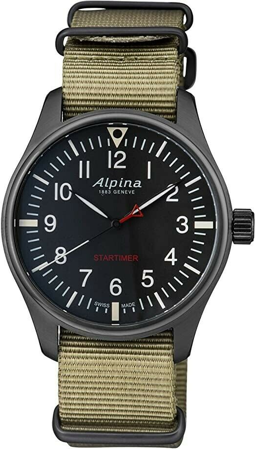 Alpina Startimer Pilot Quartz Movement Black Dial Men s Watch AL235B4FBS6 WatchCharts Marketplace