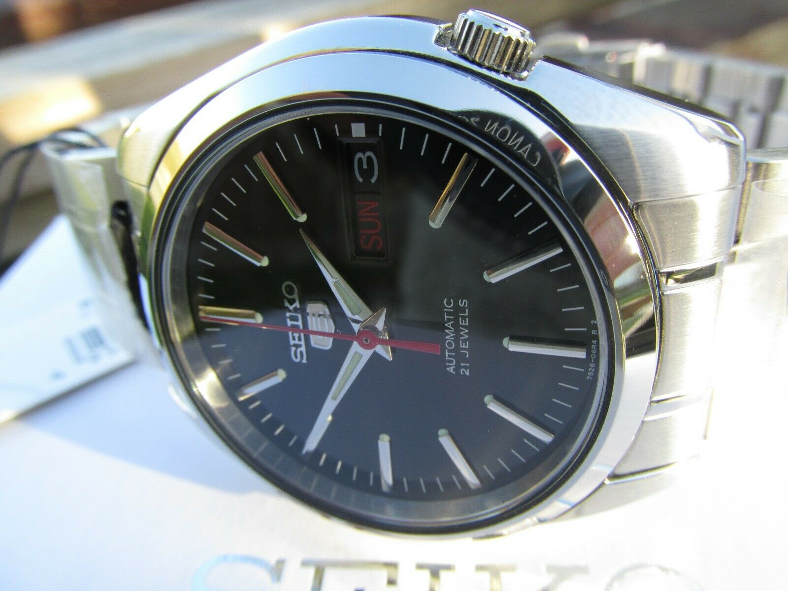 SEIKO Automatic SNKL45K1 Black dial Red seconds hand Brand NEW