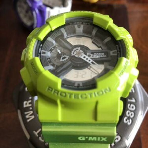 Casio G Shock Ga110 Ga 110 Lime Green Grey Hyper Crazy Colours Custom Watchcharts 4216