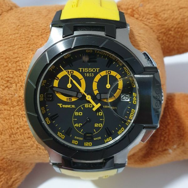 Tissot T-Race Black Dial Black Rubber Band Analog 100m Men's Watch