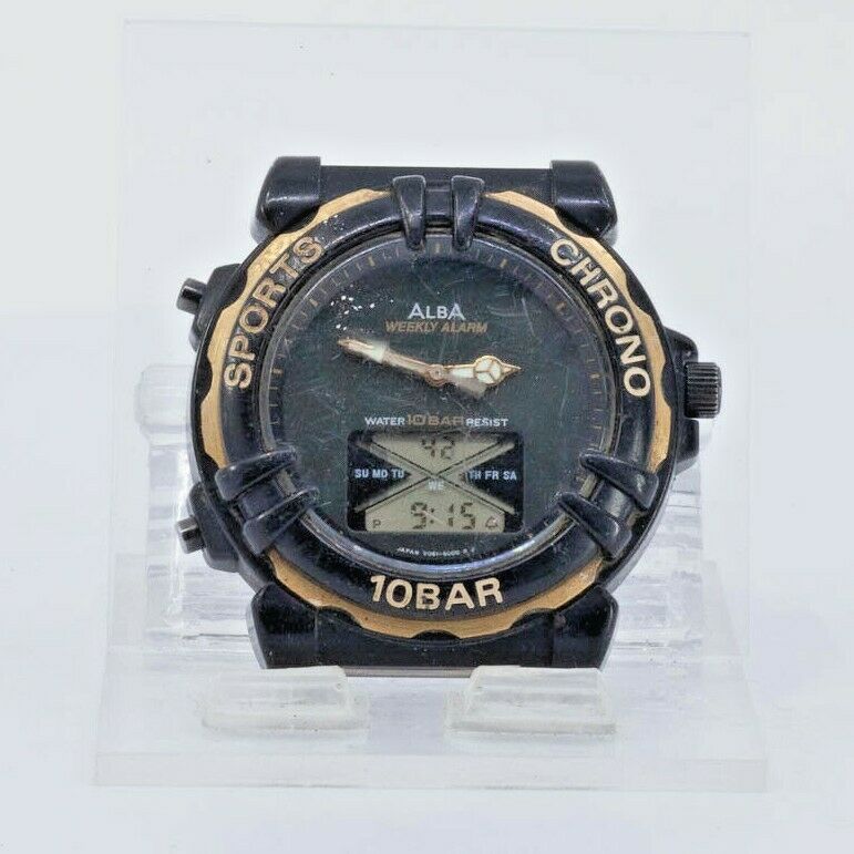 VINTAGE ALBA SEIKO V061-6000 DIGI ANA SPORTS CHRONO MENS WATCH 