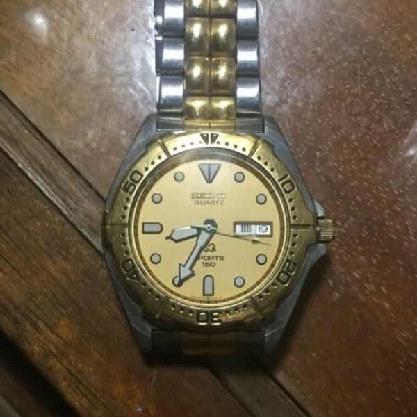 美品✨稼働 SEIKO SPORTS 5Y23-6050 コンビ デイデイト 金 Vintage Seiko Sport SQ 150 Diver Day-Date 5Y23-6050 Quartz Watch