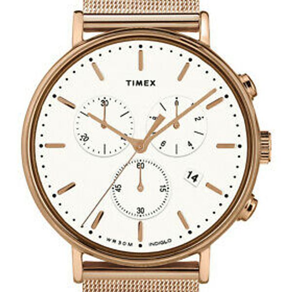 Timex Rose Gold Chronograph Unisex Watch The Fairfield TW2T37200