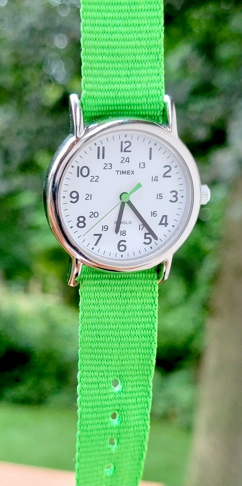 Timex Women's Indiglo Weekender Mid-Size Watch T2N835, New Battery, Green  Strap | WatchCharts