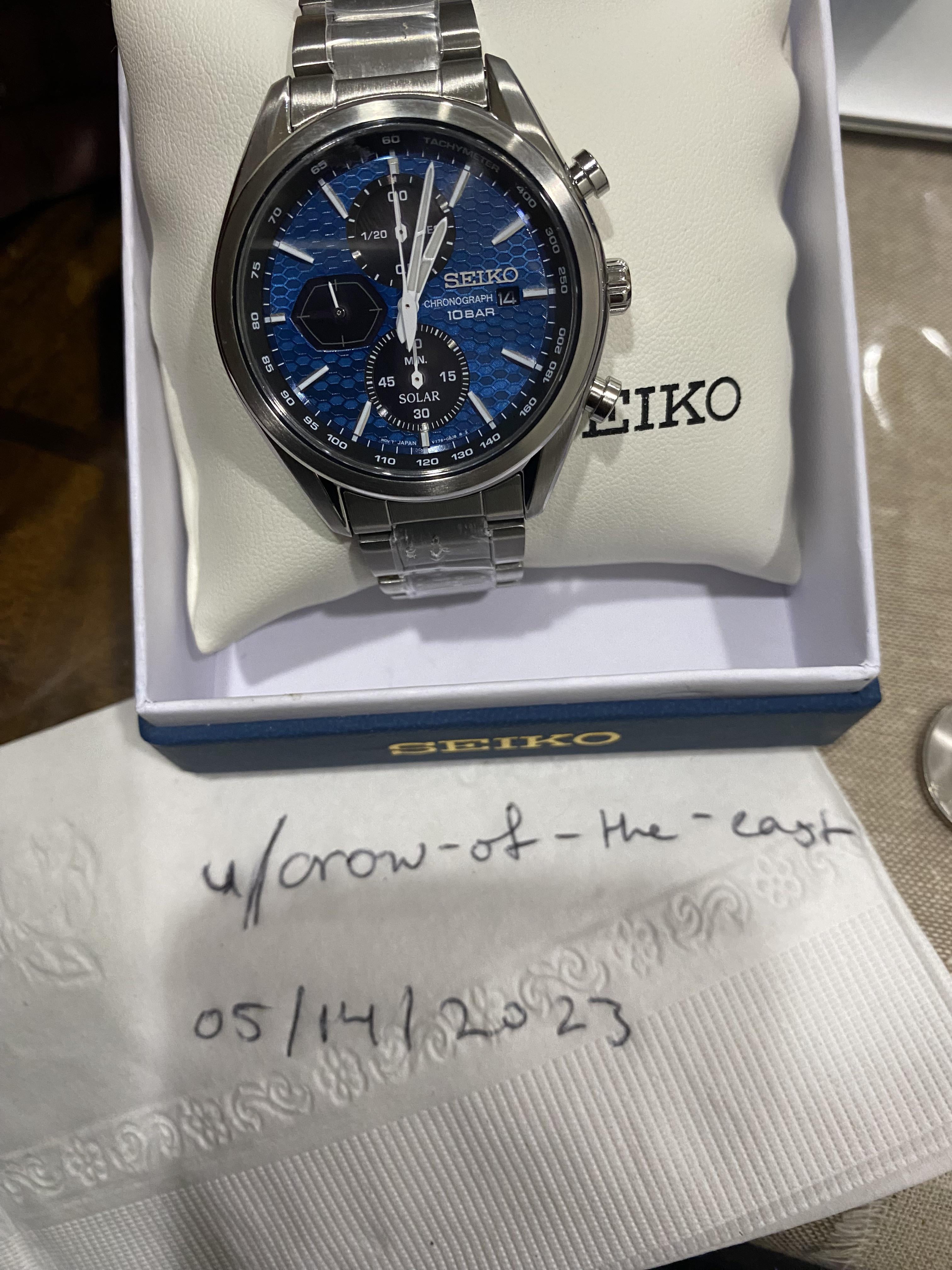 WTS Brand new Seiko V167 Solar Chronograph SSC801 41mm Case