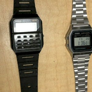 2 Casio Watches Model 593 A158 Alarm Chrono And Model 38 Ca 53w Calculator Watchcharts