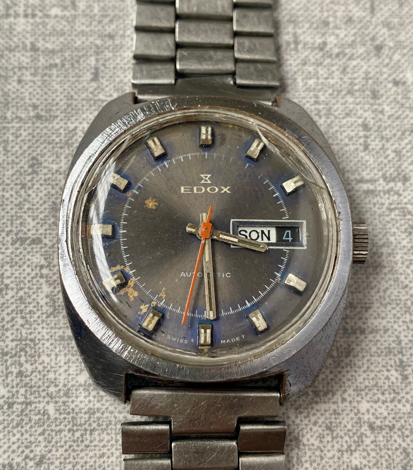 Edox Automatic Cal 2789 Watch Vintage Men 17 Jewels 200583 Gray