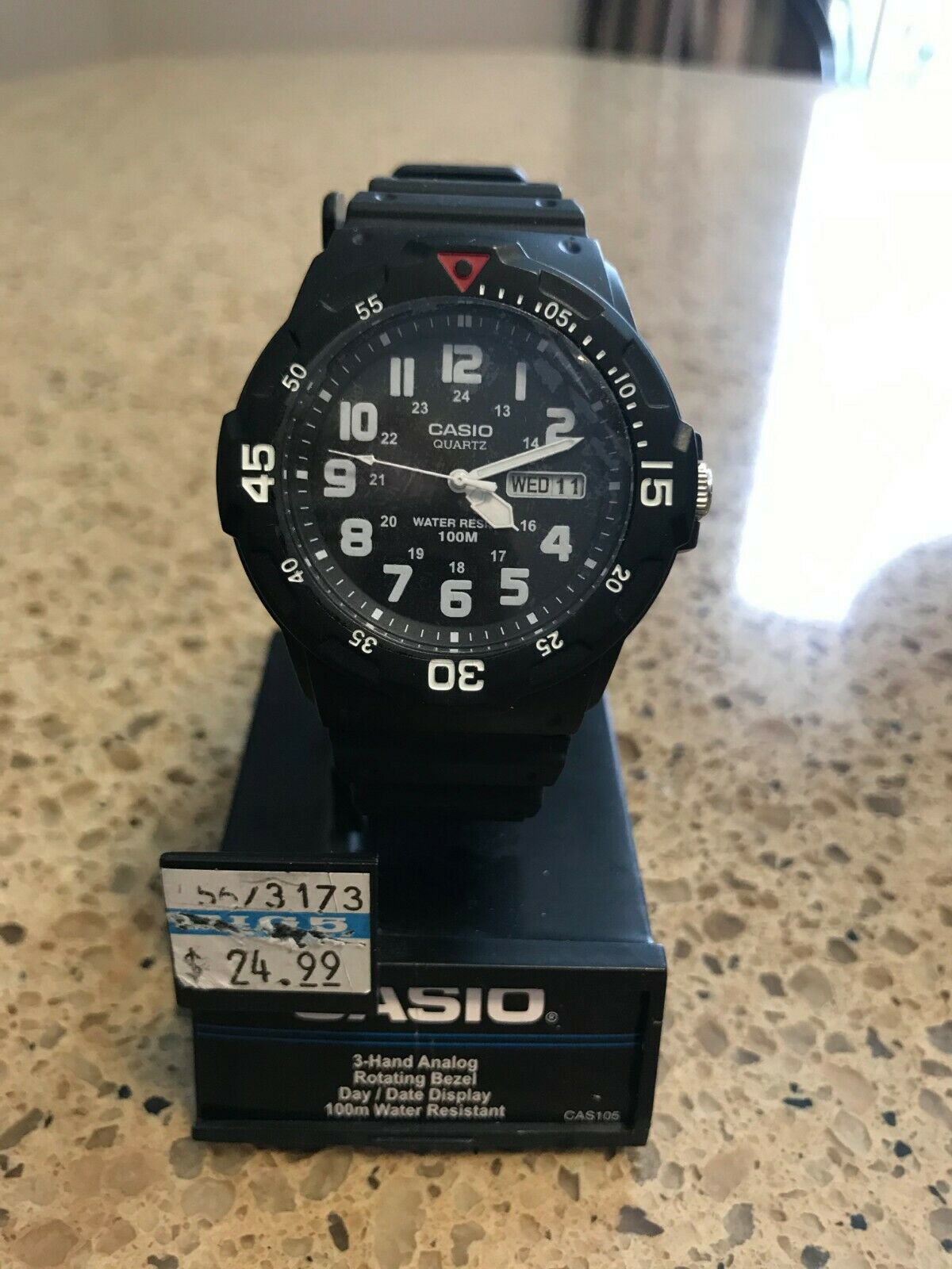 casio 3 hand analog rotating bezel