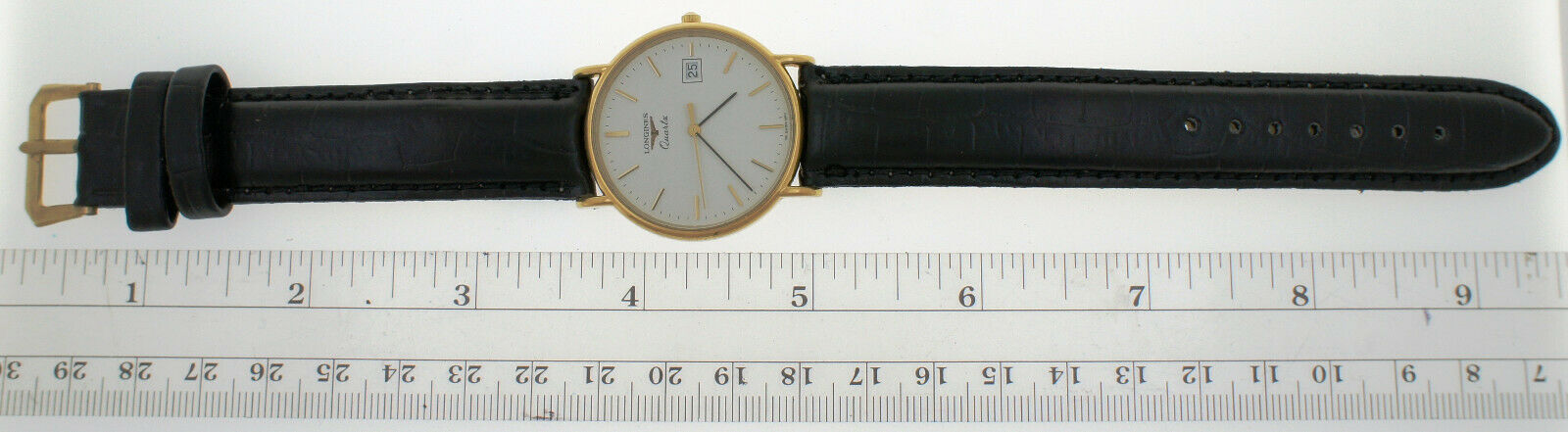 Longines Presence Gold Plated Date Quartz Slim 33mm Watch 156