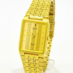 SEIKO SX V701-5K40 MEN'S GOLD TONE STRIPPED DIAL STAINLESS STEEL