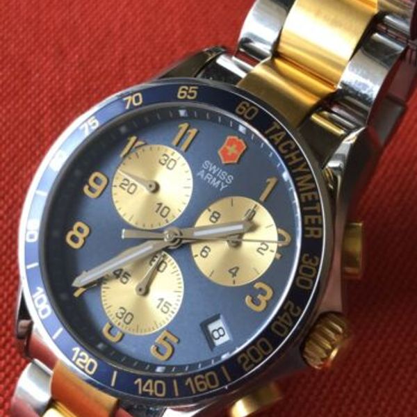 Victorinox Swiss Army Chronograph Blue Dial Gold Details 241123 Rare Watchcharts Marketplace 4662