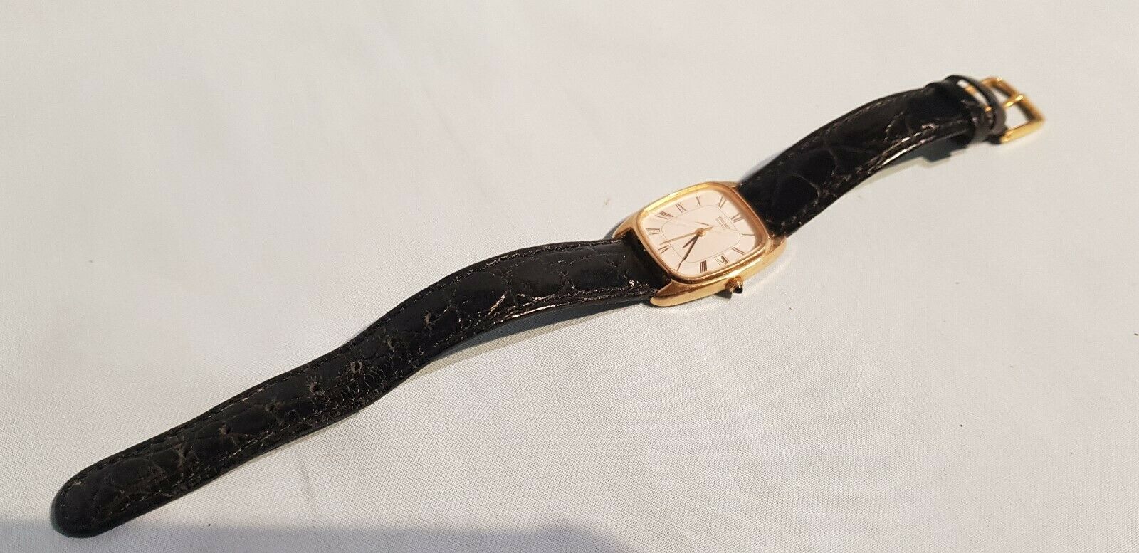 Seiko Date22mm Watch Women\'s Gold Tone Dial 2A22-0049 Black Leather Band SEIKO LADIES GOLD PL. DATE WATCH 2A22-5080 LEATHER BAND NEW  main image 3