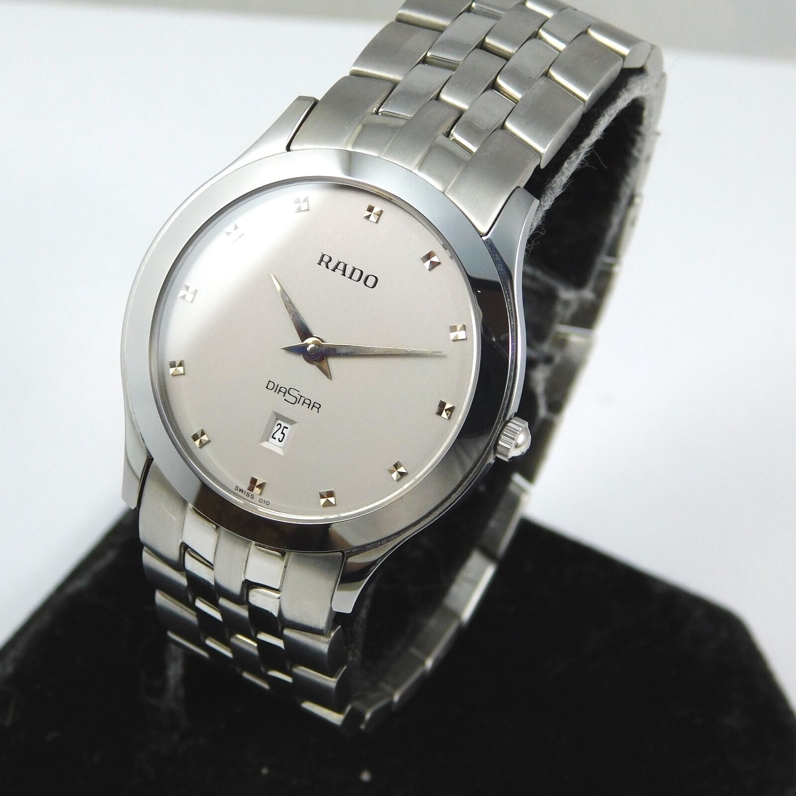 RADO DIASTAR 160.0440.3 DATE MEN'S SILVER VINTAGE WATCH SWISS